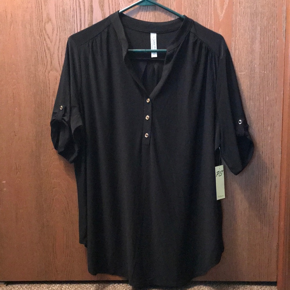 Black blouse with button detail